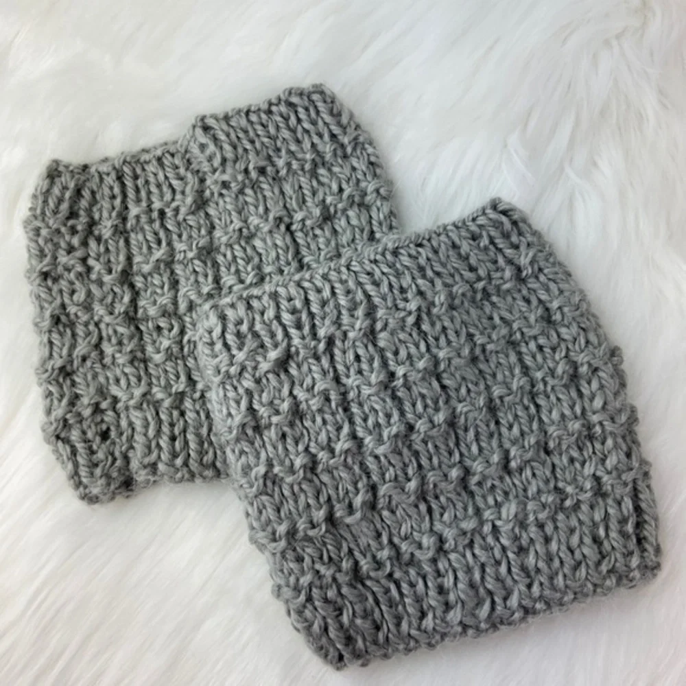 Boot‎ Cuff Toppers Soft Gray Handmade Crochet Knit